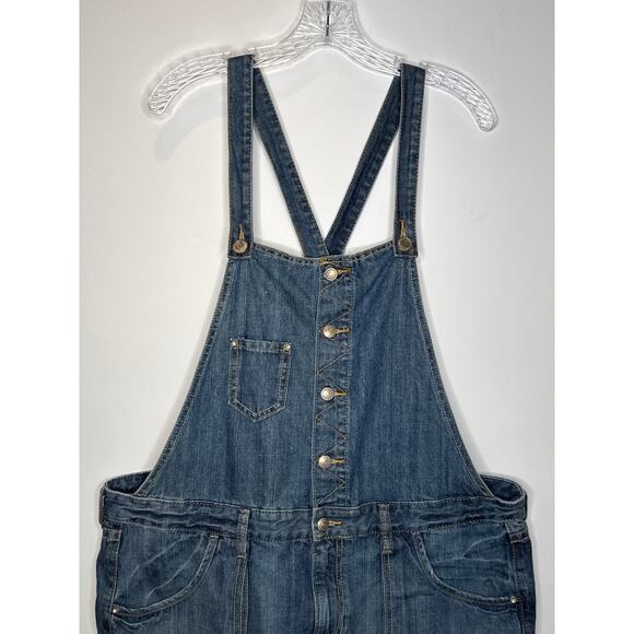 Old Navy Ultra Low Waist Blue Denim Overall Mini Skirt Jumper XL (2006) - Picture 4 of 13